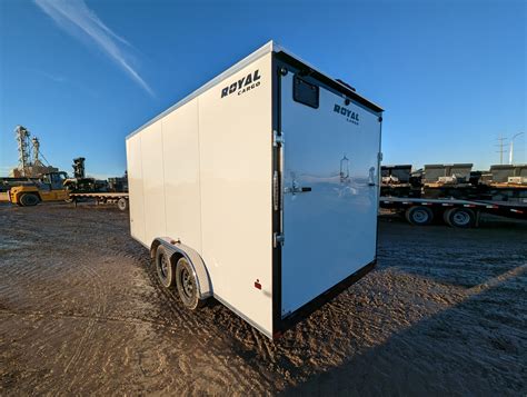 Enclosed Cargo Trailer 75w X 16l With V Nose 86” Wall Height Rear Barn Or Ramp Door 7700 Lbs