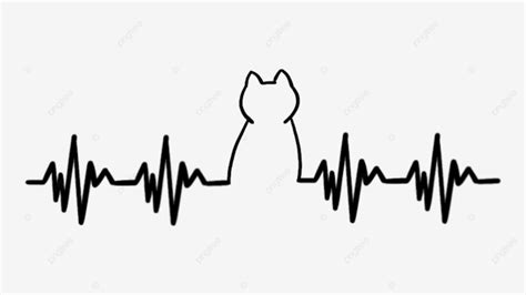 Valentines Day Heartbeat Line Cat Horizontal Illustration Cute Valentine S Day Heartbeat Cat