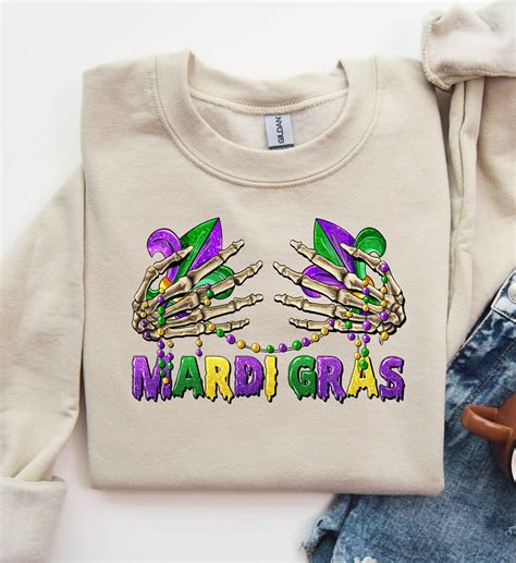 Mardi Gras Skeleton Hands Sweatshirt Fleur De Lis Skeleton Hands Nola