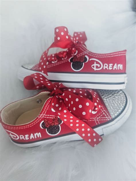 Red Personalized Minnie Mouse Sneakers Bling Option Toddler Minnie Mouse Shoes - Etsy