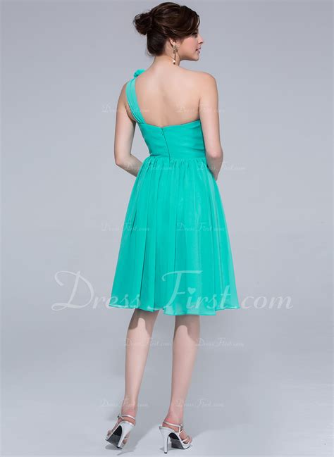 A Linie Princess Linie One Shoulder Träger Knielang Chiffon