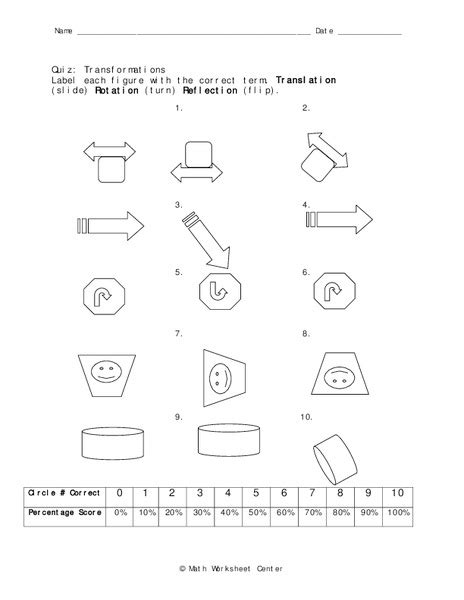 Transformations Worksheet For 10th Grade Lesson Planet