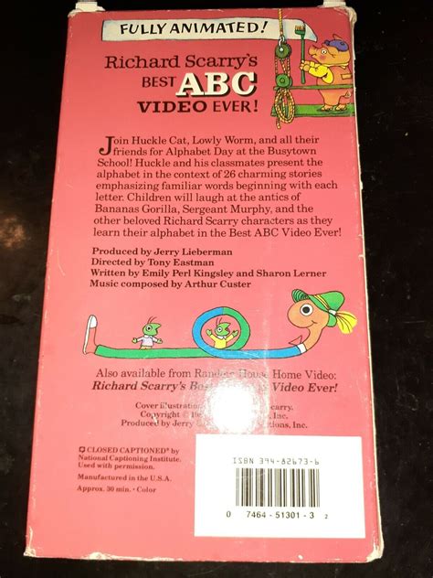 Richard Scarrys Best Abc Video Ever Vhs 1997 74645130132 Ebay