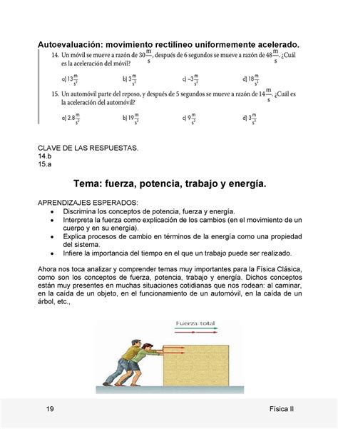 Fuerza Trabajo y Potencia Autoevaluación movimiento rectilíneo