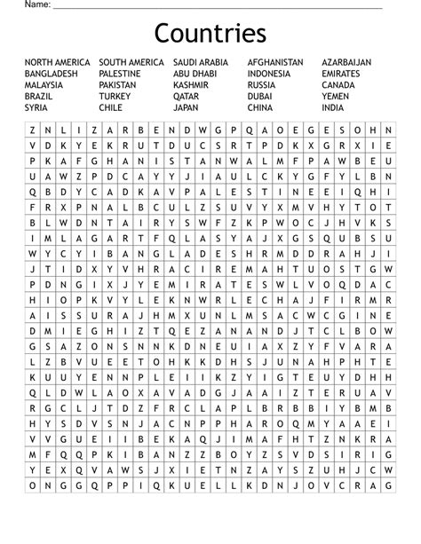 Countries Of The World Crossword Wordmint