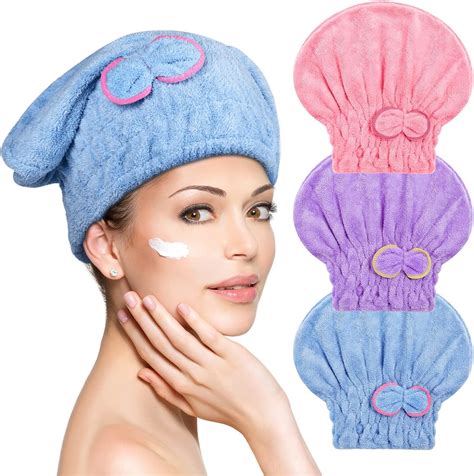 ACWOO Bonnet de Serviette pour Cheveux 3pcs Cheveux Séchage Serviettes