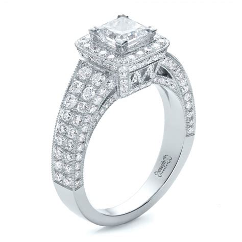 Custom Princess Cut Diamond Halo Engagement Ring #100576 - Seattle ...