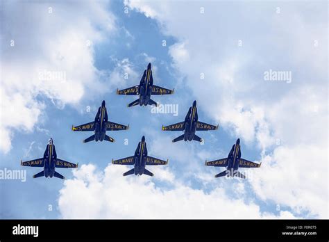 Blue Angels In Formation Flying Stock Photo - Alamy