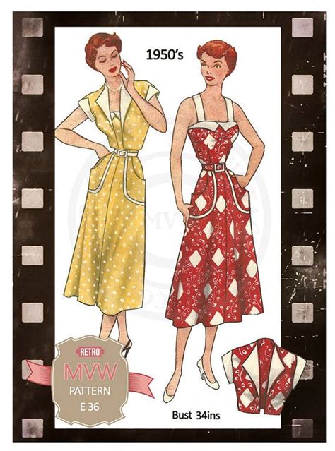 1950s Sun Dress And Bolero Pdf Sewing Pattern Bust 34 Etsy Uk