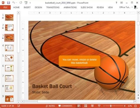 Animated Basketball Court Template For PowerPoint