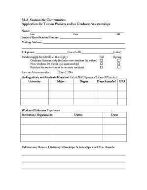 Fillable Online Nau Applications Northern Arizona University Fax