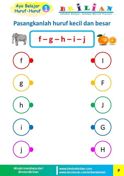 Memasangkan Huruf Besar Dan Kecil Lembar Anak Tk Dan Paud Bimbel Brilian
