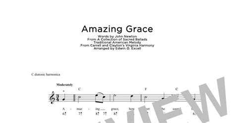 Amazing Grace Harmonica Print Sheet Music Now