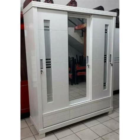 Jual Lemari Pakaian Kayu Blokteak Duco Putih Halus Pintu Pintu