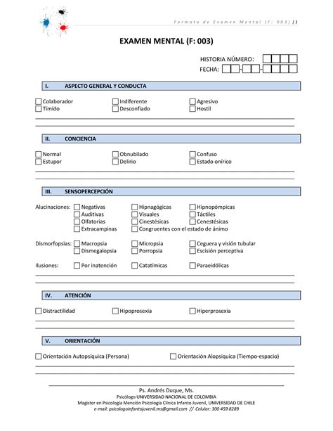Formato De Examen Mental Para La Evaluacion Del Estado Mental Studocu