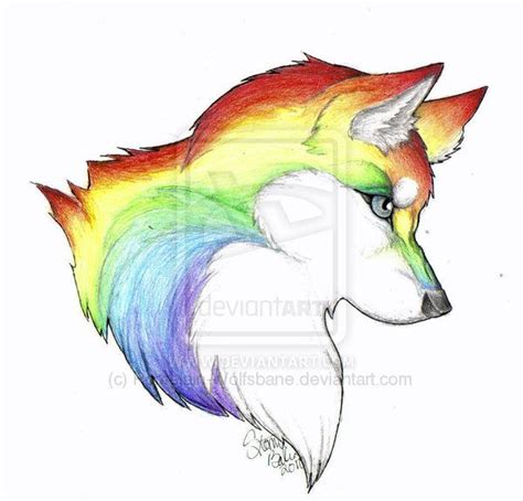 Rainbow Anime Wolf