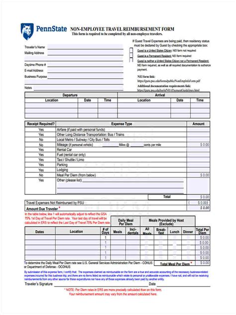 Free Sample Travel Reimbursement Forms In Ms Word Pdf Excel