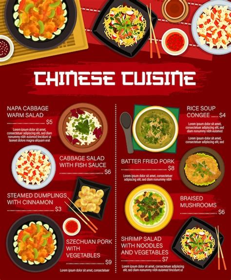 Premium Vector | Chinese cuisine restaurant menu, vector food