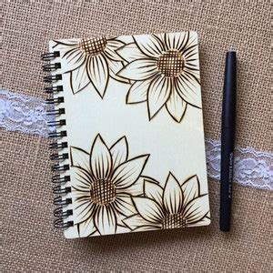 Plant Lady Wood Journal In Wood Burned Sunflowers Etsy