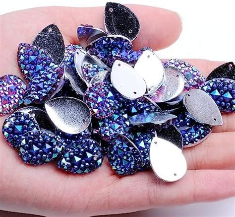 Amazon 30PCS Bling AB Resin Rhinestone Water Drop Flatback