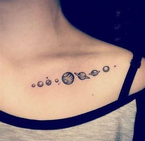 Solar System Planets On Collar Bone Tattoos Cosmic Tattoo Planet