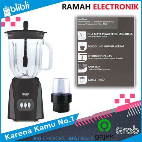 Promo Cosmos Cb 281 G Blender 2 Liter Blender Kaca Kosmos Blender