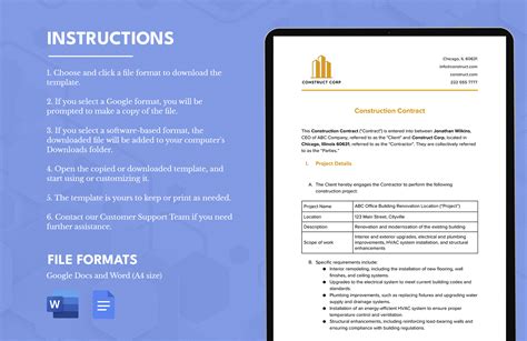 Construction Contract in Word, Google Docs - Download | Template.net