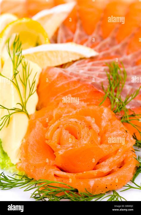 Sliced Smoked Salmon Stock Photo Alamy