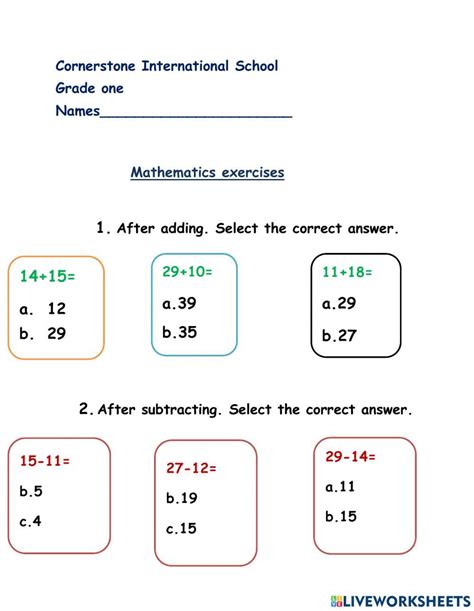 Math Online Exercise For Grade Live Worksheets Worksheets Library