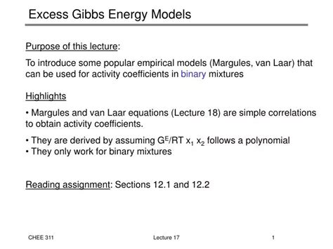 Ppt Excess Gibbs Energy Models Powerpoint Presentation Free Download Id 313114