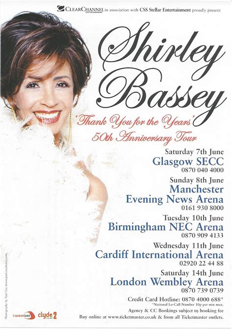 Its Pure Entertainment Shirley Bassey Various Dates In Concert