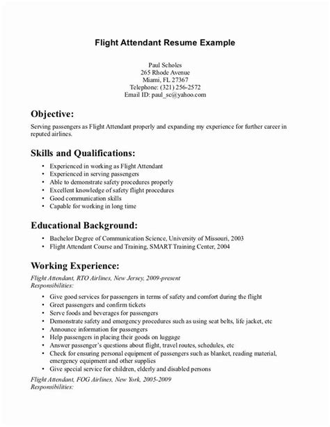 Flight Attendant Resume Objective No Experience New Flight Attendant