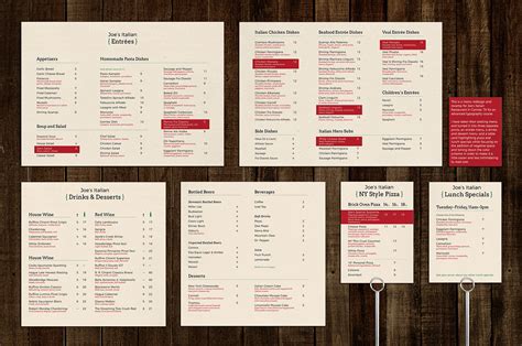 Joe's Italian Restaurant Menu on Behance