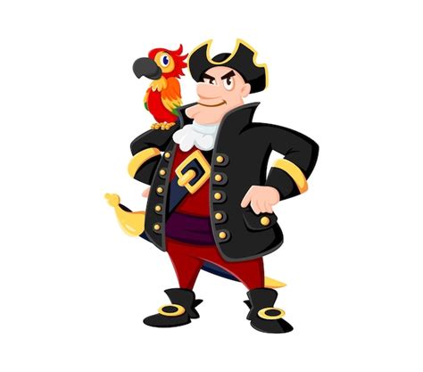 El personaje del capitán pirata de dibujos animados con el loro