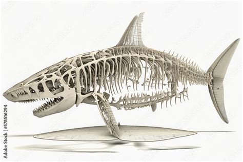 Shark Skeleton 3D rendering isolated on white background Stock ...