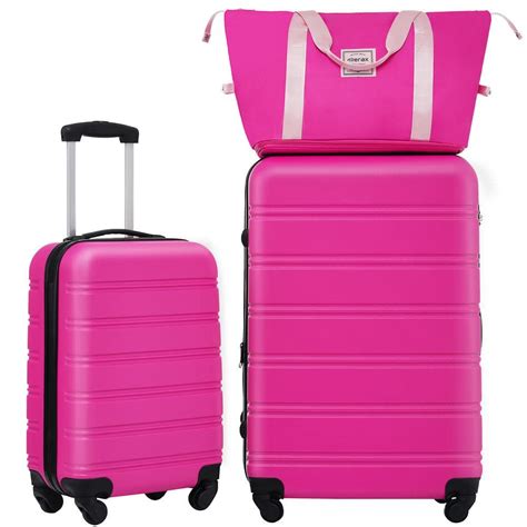 Xzkai 3-Piece Pink Spinner Wheels Luggage Set with Handbag Cai-LUG-23 ...