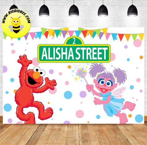 Custom Sesame Street Elmo Abby Cadabby Birthday Backdrop Bigbigbee