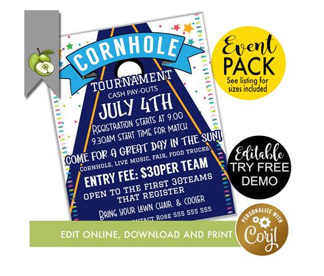 Editable Cornhole Tournament Printable Pta Pto Flyer School Etsy India