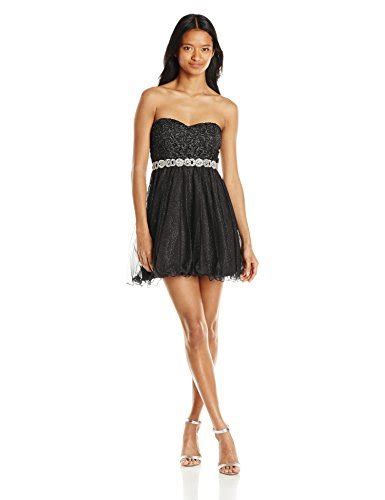 Buy City Triangles Junior S Strapless Lace And Tulle Short Dress Black