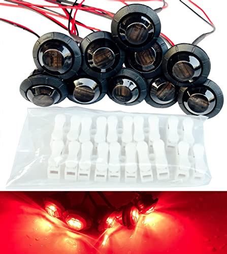 Lot de 10 feux de gabarit ronds rouges fumés 3 LED 12 V 1 9 cm pour