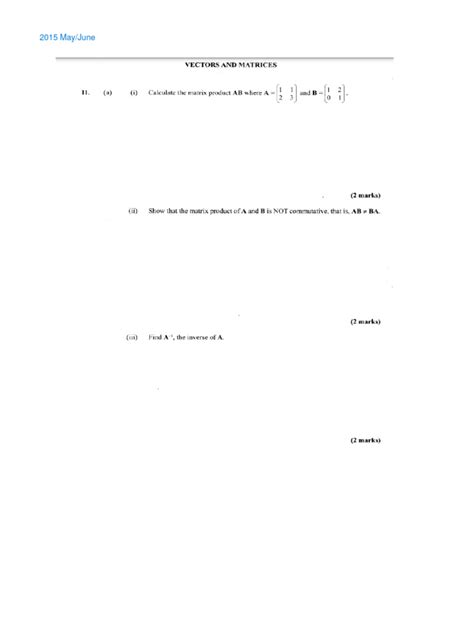 Matrices and Vectors | PDF