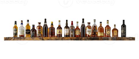 Liquor Shelf At The Back Bar Isolated Against A Transparent Background