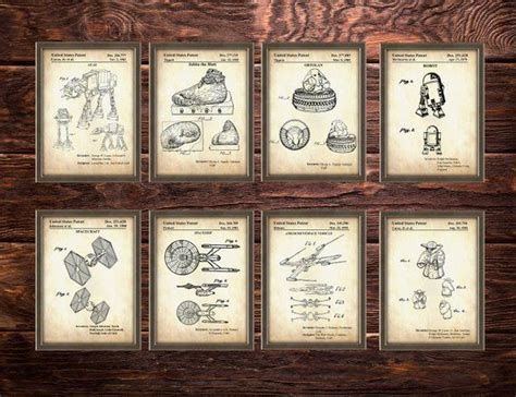 Star Wars Patents Set Of Prints Star Wars Prints Star Wars Etsy