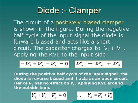 Diode Clamper Positive Clamper The Circuit For A Positive Clamper Is