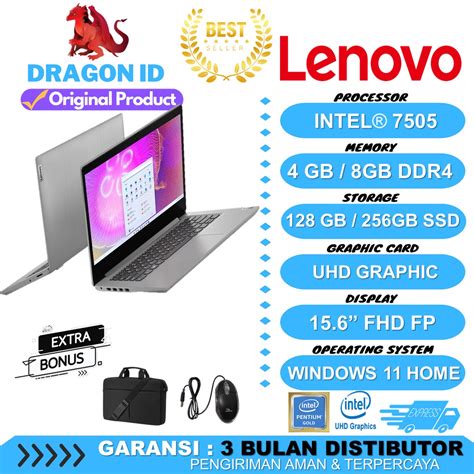 Jual Laptop Sekolah Lenovo Ideapad Slim 3i 15 Intel Pentium Gold 7505