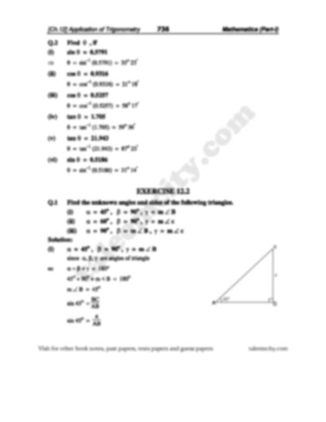 Solution Fsc St Year Math Ex Application Of Trigonometry Studypool