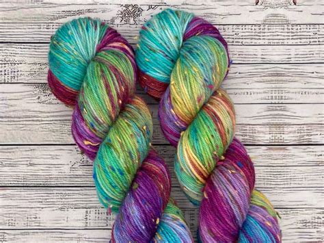 Hopscotch Dk Confetti Tweed Hand Dyed Yarn Superwash Merino Aqua Blue