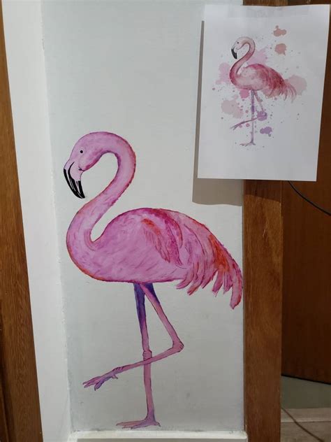 Flamingo wall painting by Thasw on DeviantArt