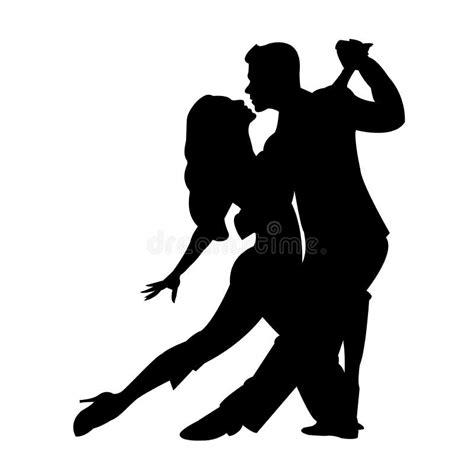 Silhouette Of A Dancing Couple Man And Woman Dancing Tango Stock