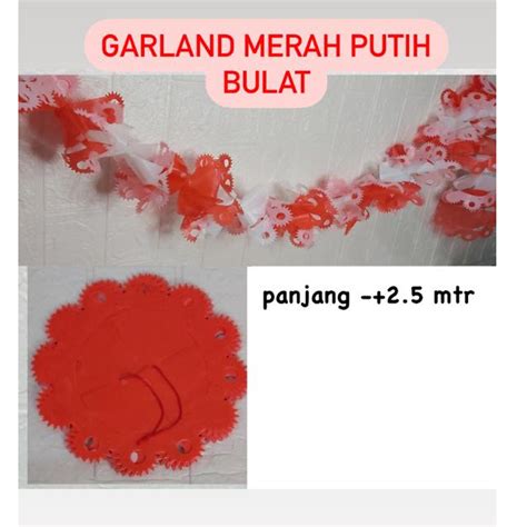 Jual Dekorasi Dirgahayu HUT RI Garland Tarik Merah Putih Hiasan